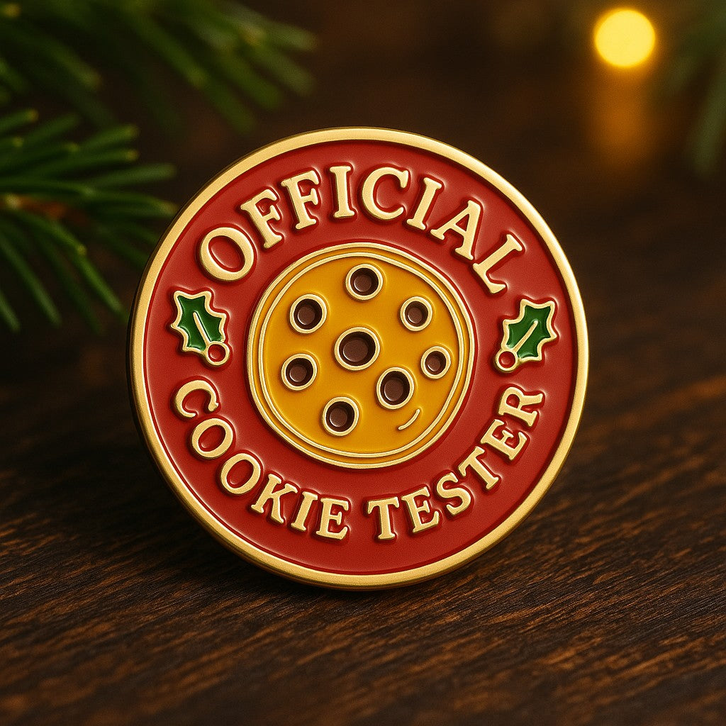 Official Cookie Tester Enamel Pin & Backing Card Gift Set