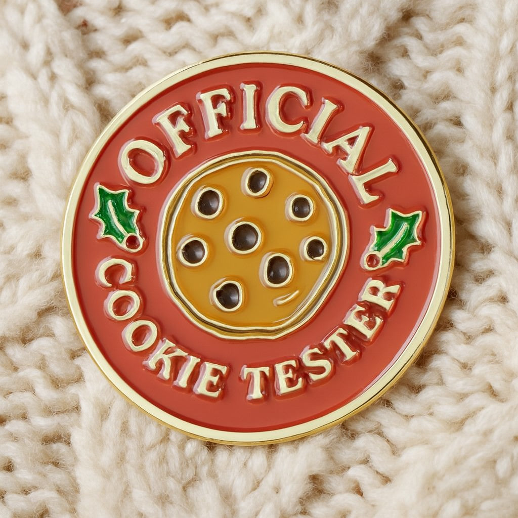 Official Cookie Tester Enamel Pin & Backing Card Gift Set