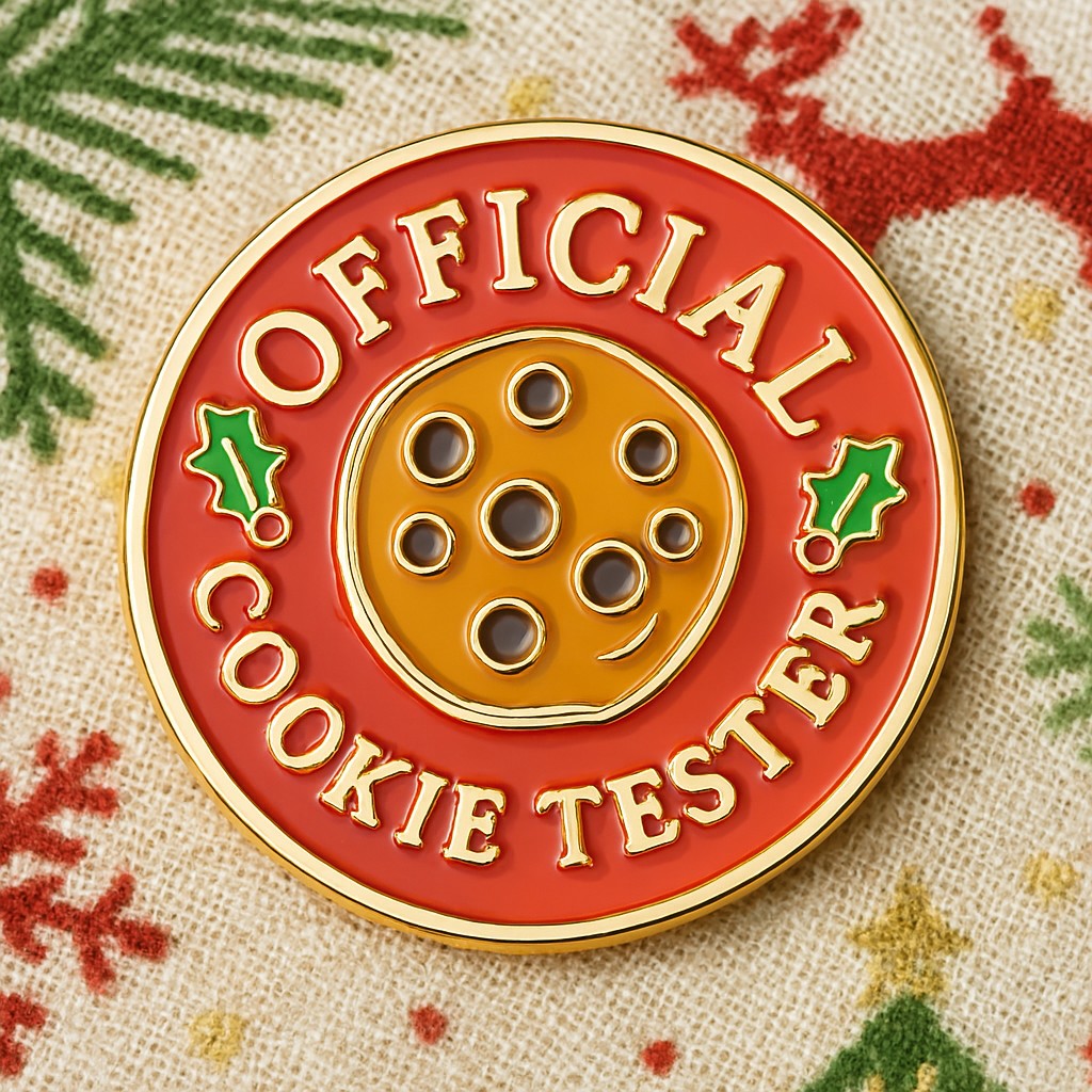 Official Cookie Tester Enamel Pin & Backing Card Gift Set