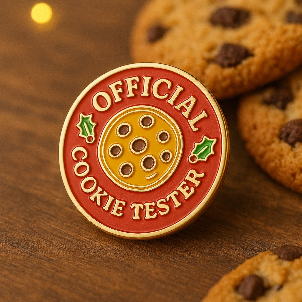 Official Cookie Tester Enamel Pin & Backing Card Gift Set