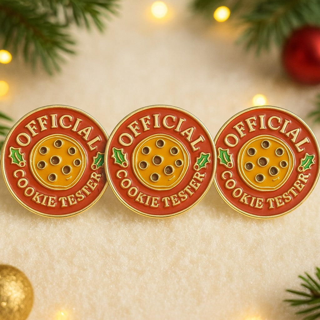 Official Cookie Tester Enamel Pin & Backing Card Gift Set
