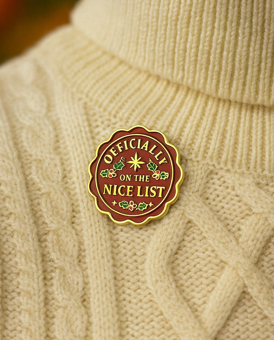 Officially on the Nice List – Christmas Enamel Pin Badge with Certificate