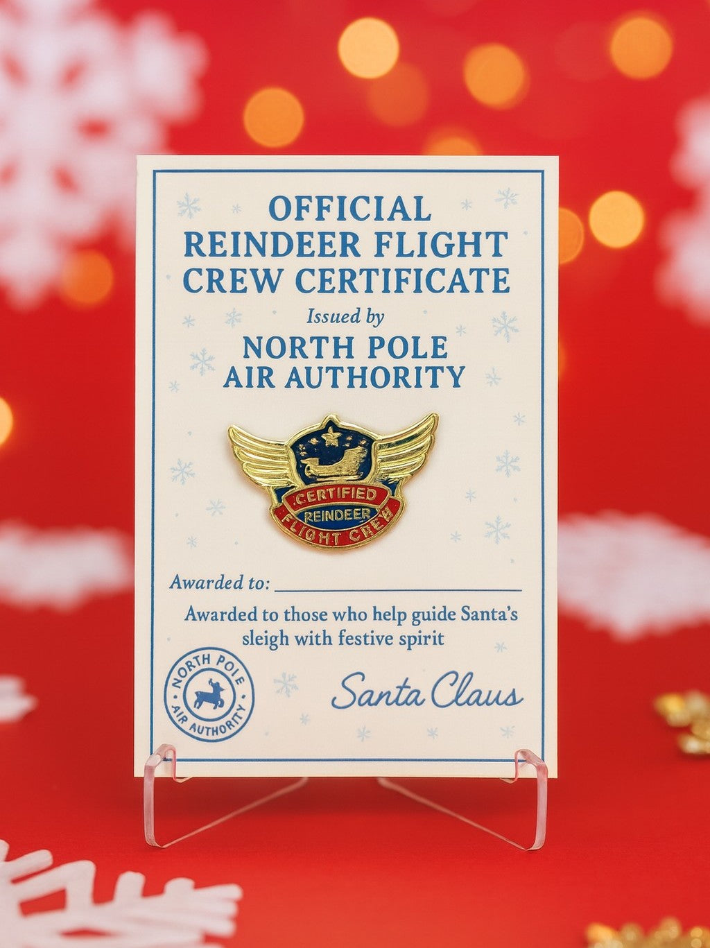 Reindeer Flight Crew Enamel Pin: Personalised Christmas Gift