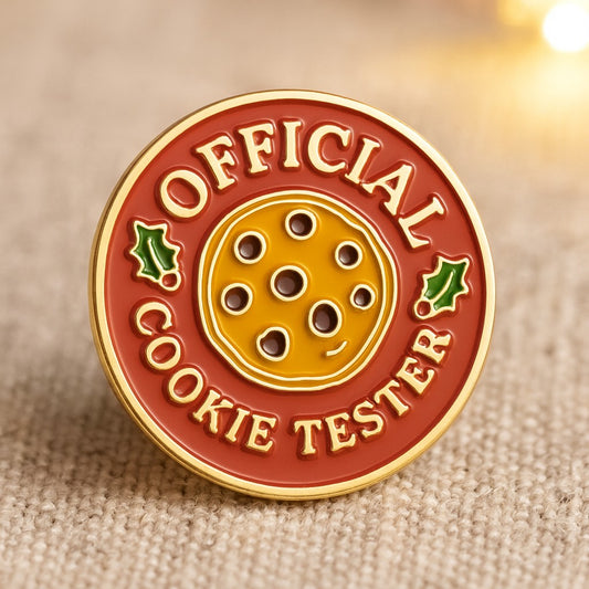 Official Cookie Tester Enamel Pin & Backing Card Gift Set