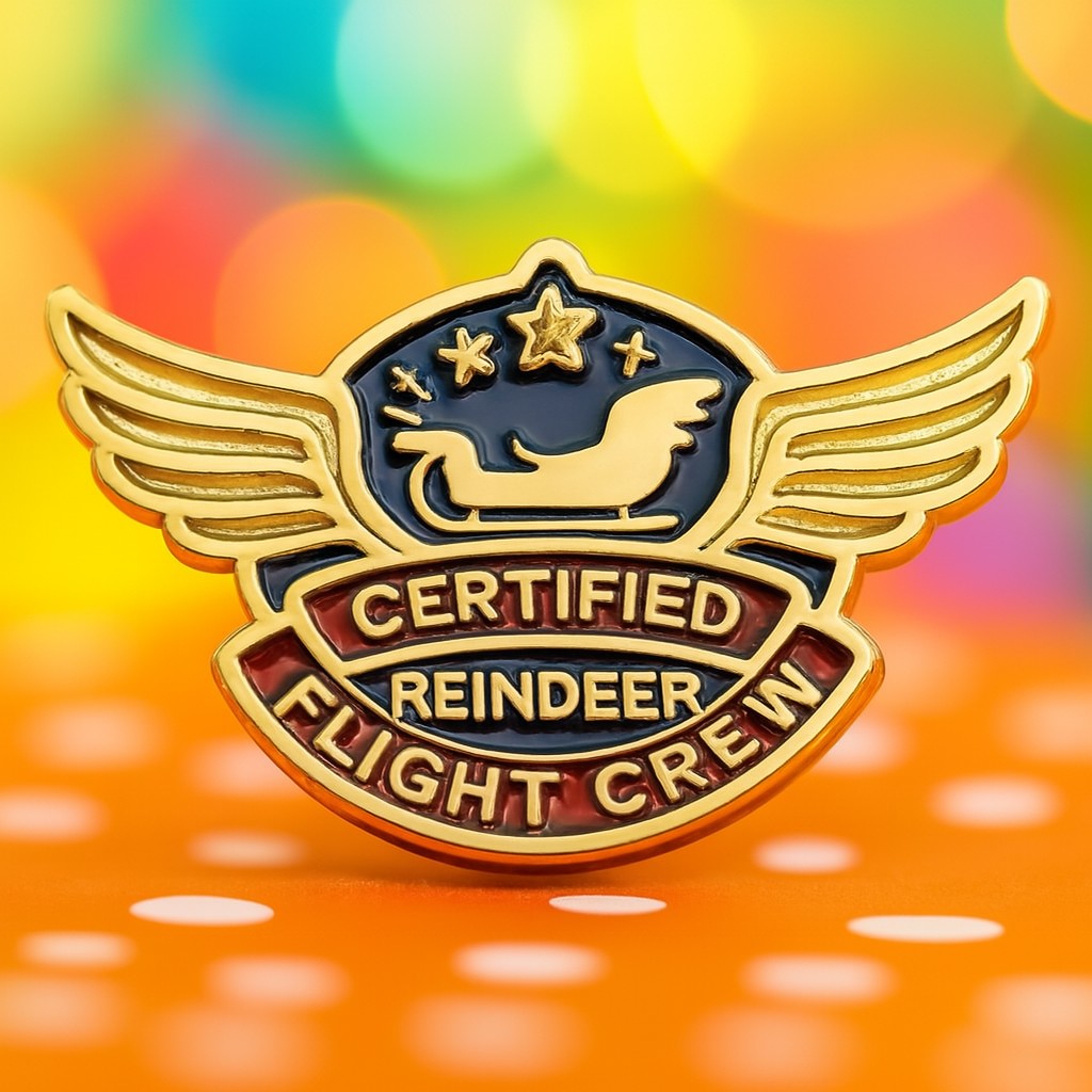 Reindeer Flight Crew Enamel Pin: Personalised Christmas Gift